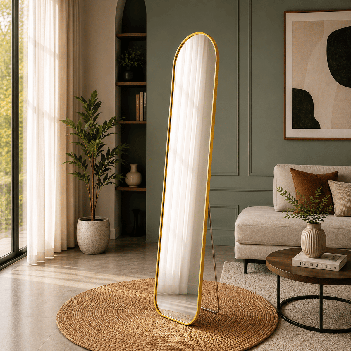 Standing dressing mirror for bedroom and home interiors