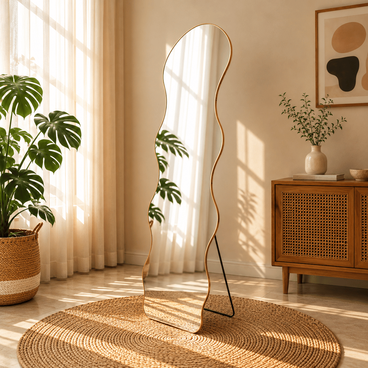 Side view of full-length floor standing mirror